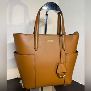 Lauren Ralph Lauren Brown Leather Tote EUC